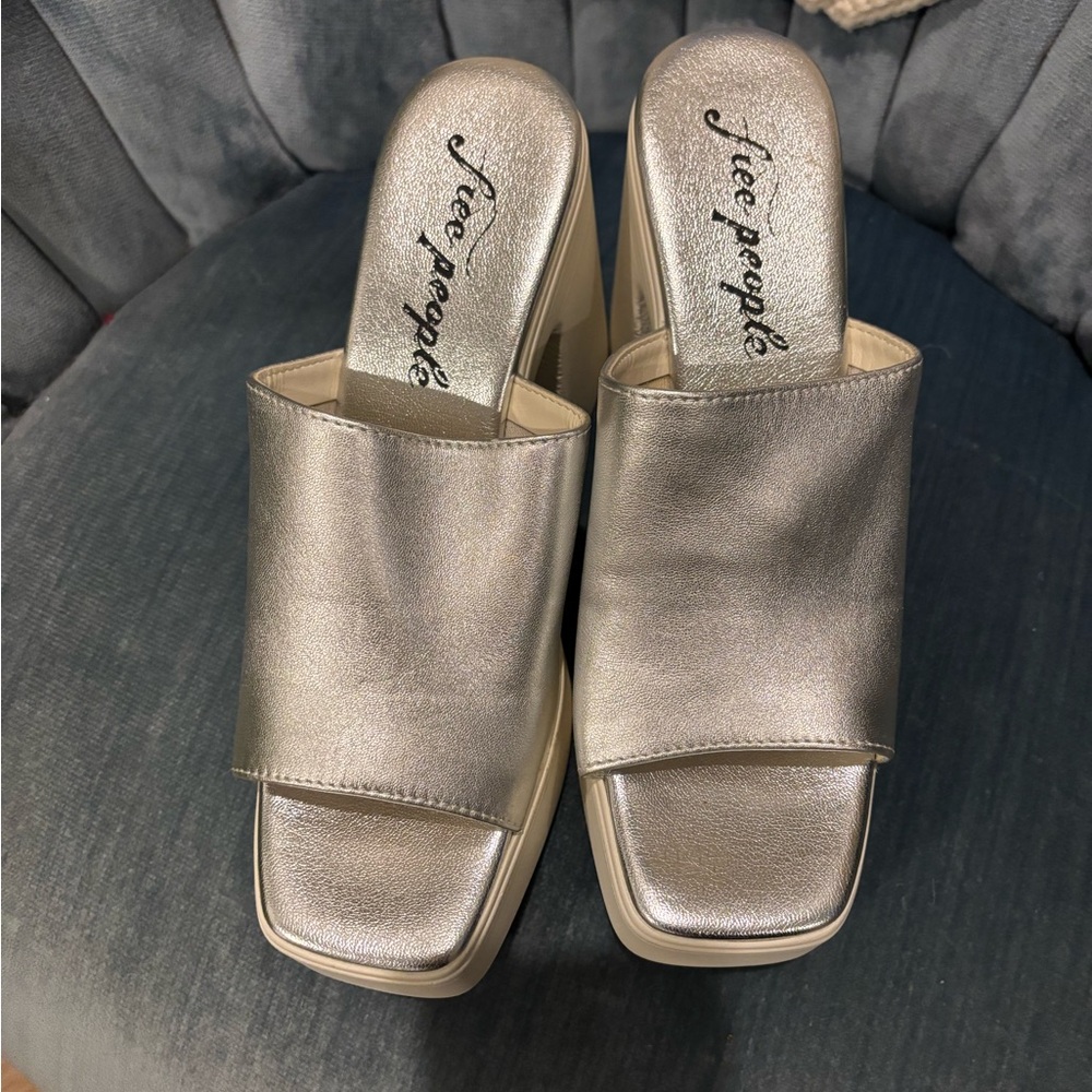 Free People Zoe Platform Metallic Silver